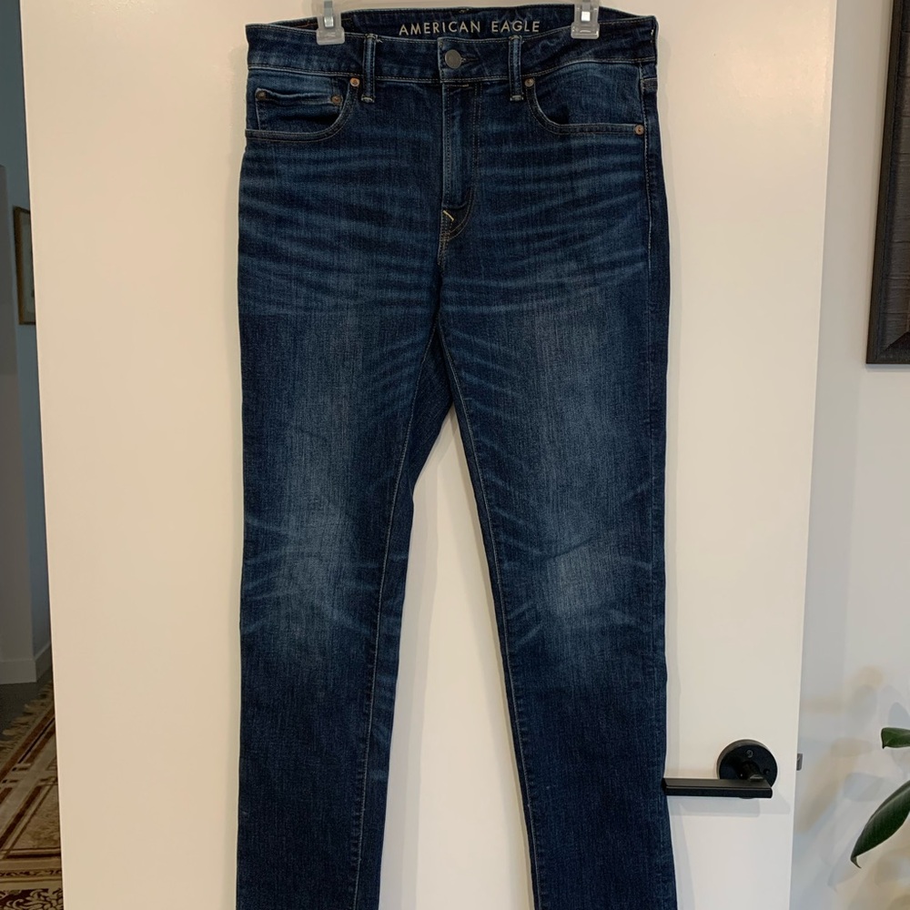 American Eagle Outfitters Men's Dark Blue Skinny Jeans